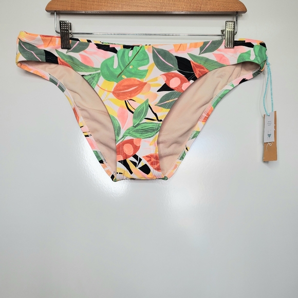 NWT KONA SOL Mix Colored Leaf Coverage Hipster Bikini BOTTOM Tropical Large - Picture 2 of 8